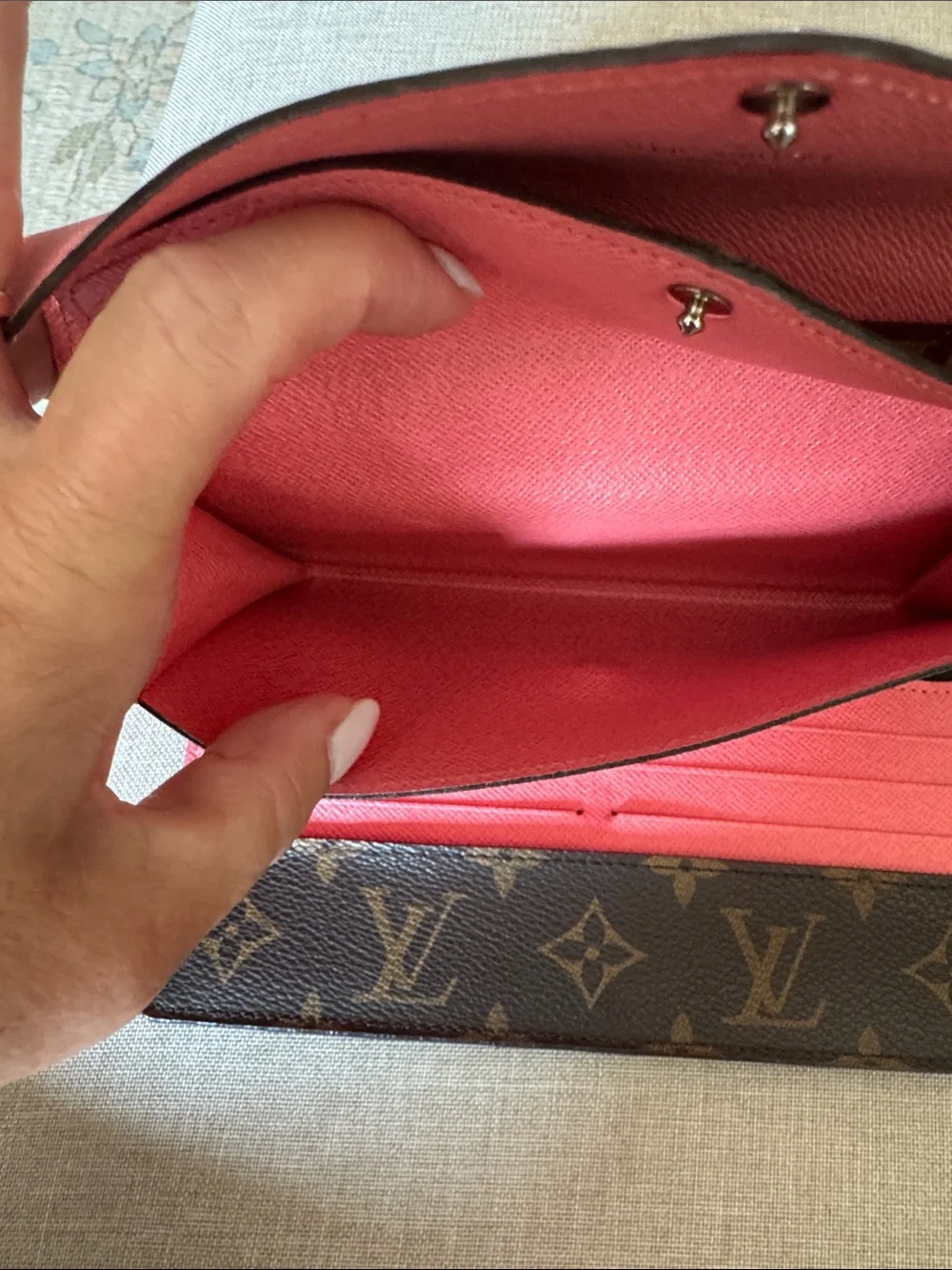Louis Vuitton Monogram Wallet with Pink Flap
